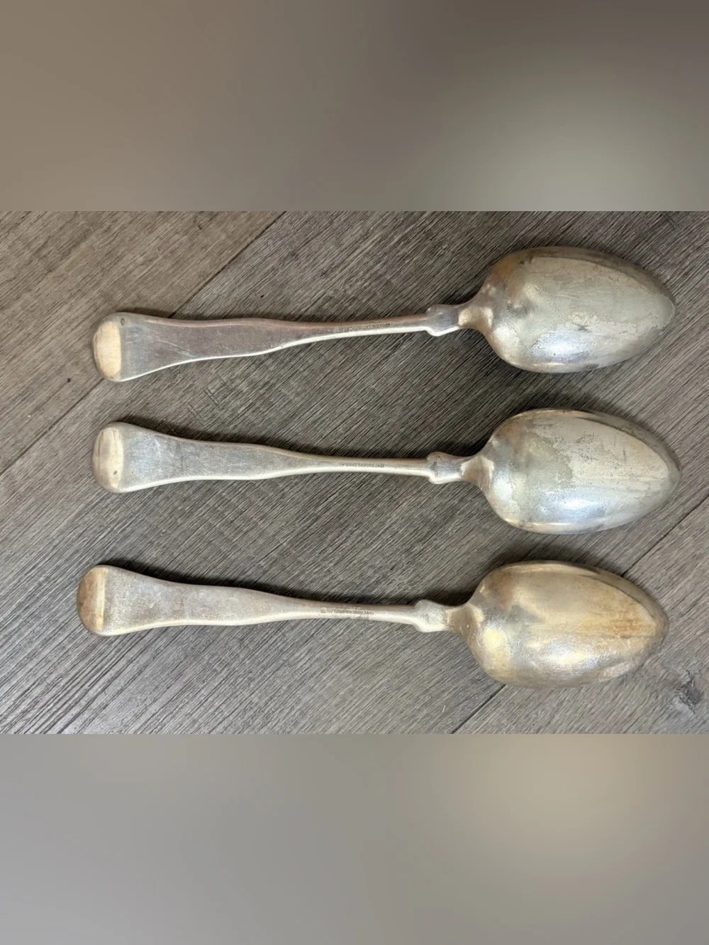 Antique Rare HTF 1845-1846 Rogers Brothers Fiddleback Spoon Set Of 3